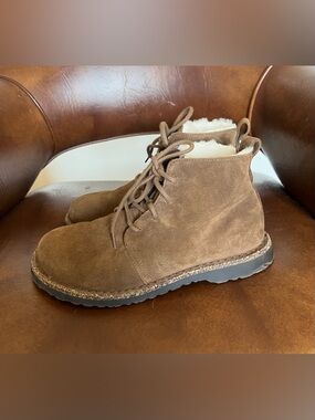 Birkenstock Women's Uppsala Mid Shearling Booties in Dark Tea size US 7 uk 38